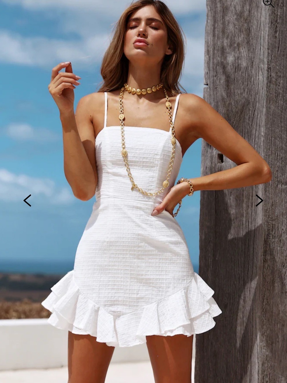 Hello Molly White Textured Bow Mini Dress XS - Picture 5 of 9